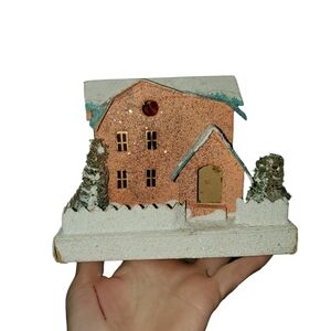 Large Vintage Glittery Pink Putz House